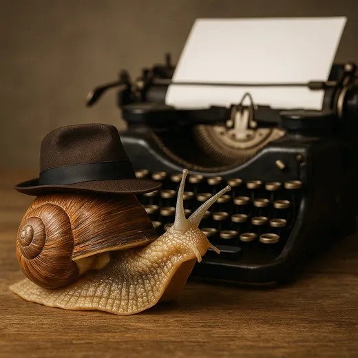 VK Slatter, pictured as a snail in a fedora